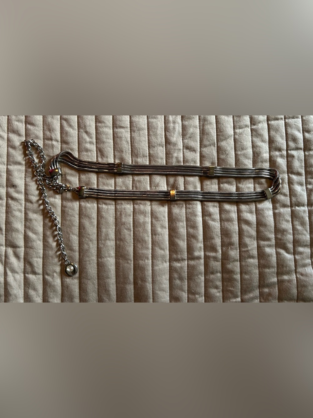 Multi-Row Silver Tone Chain Belt with Crystal Accent - Picture 1 of 5